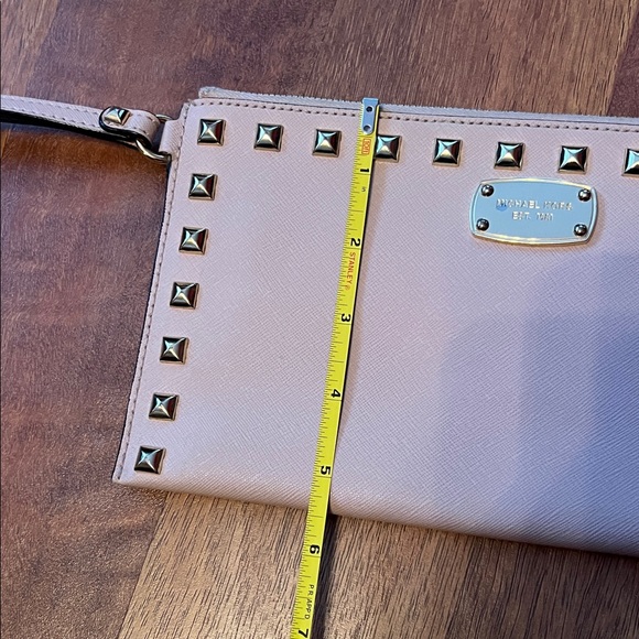 Like new Michael Kors Blush Wristlet Clutch with Stud Accents - Picture 15 of 16